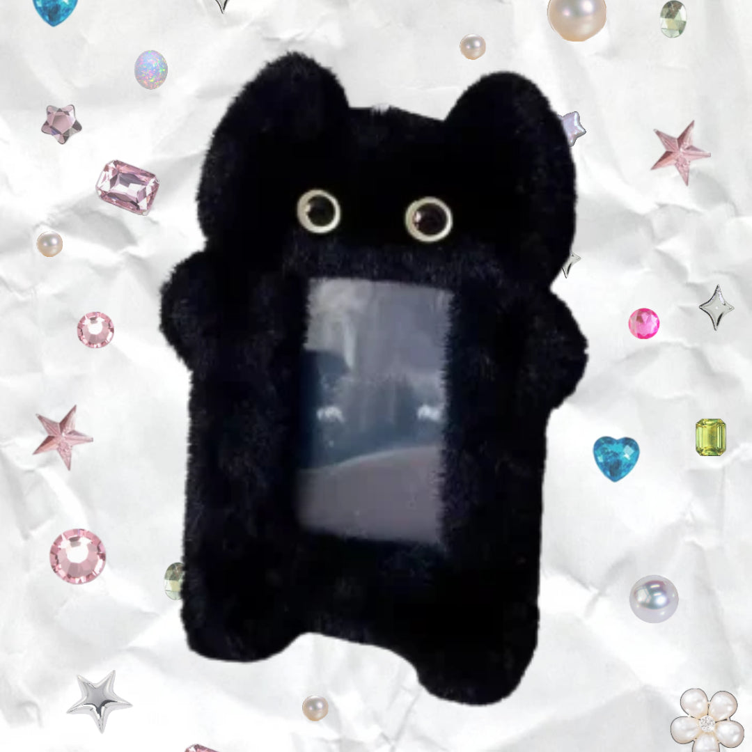 Photocard Holder - Peluche Fourrure Chat Noir